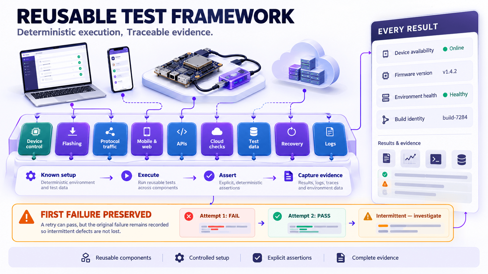 Reusable test framework for AI based product testing