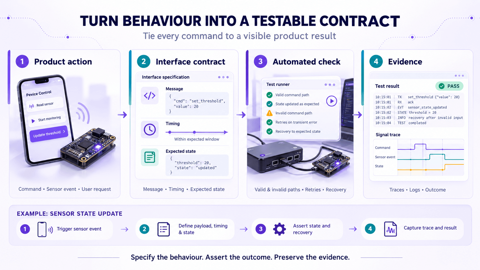 Turning connected device behaviour into a testable protocol contract